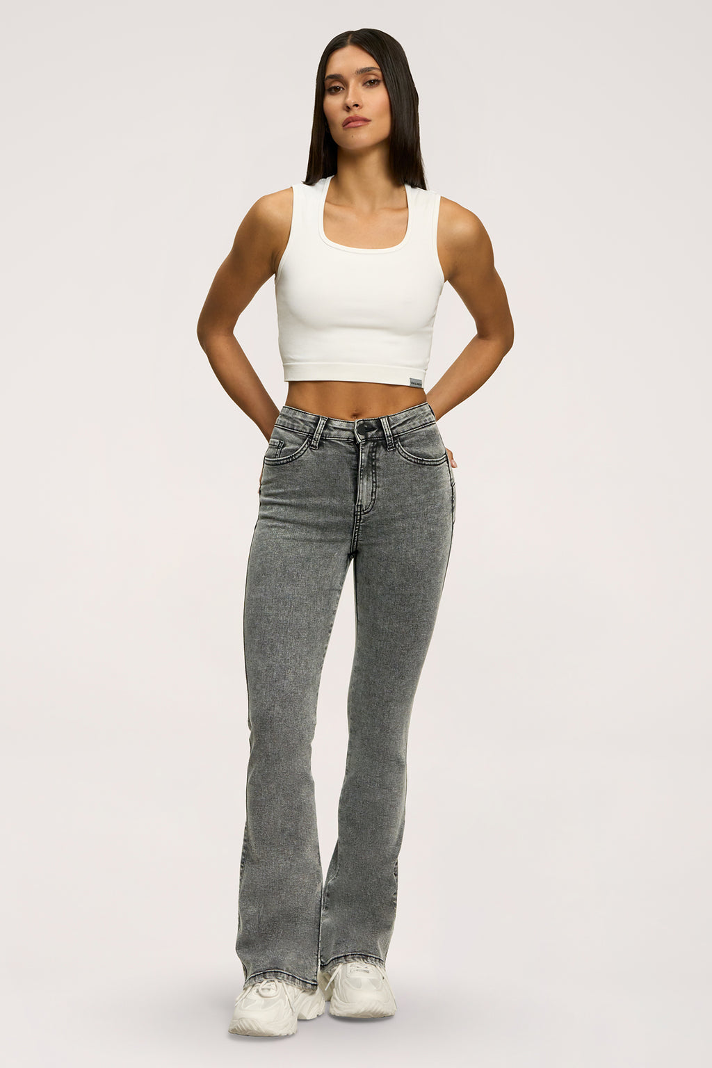Blugi evazați perfect slim light grey