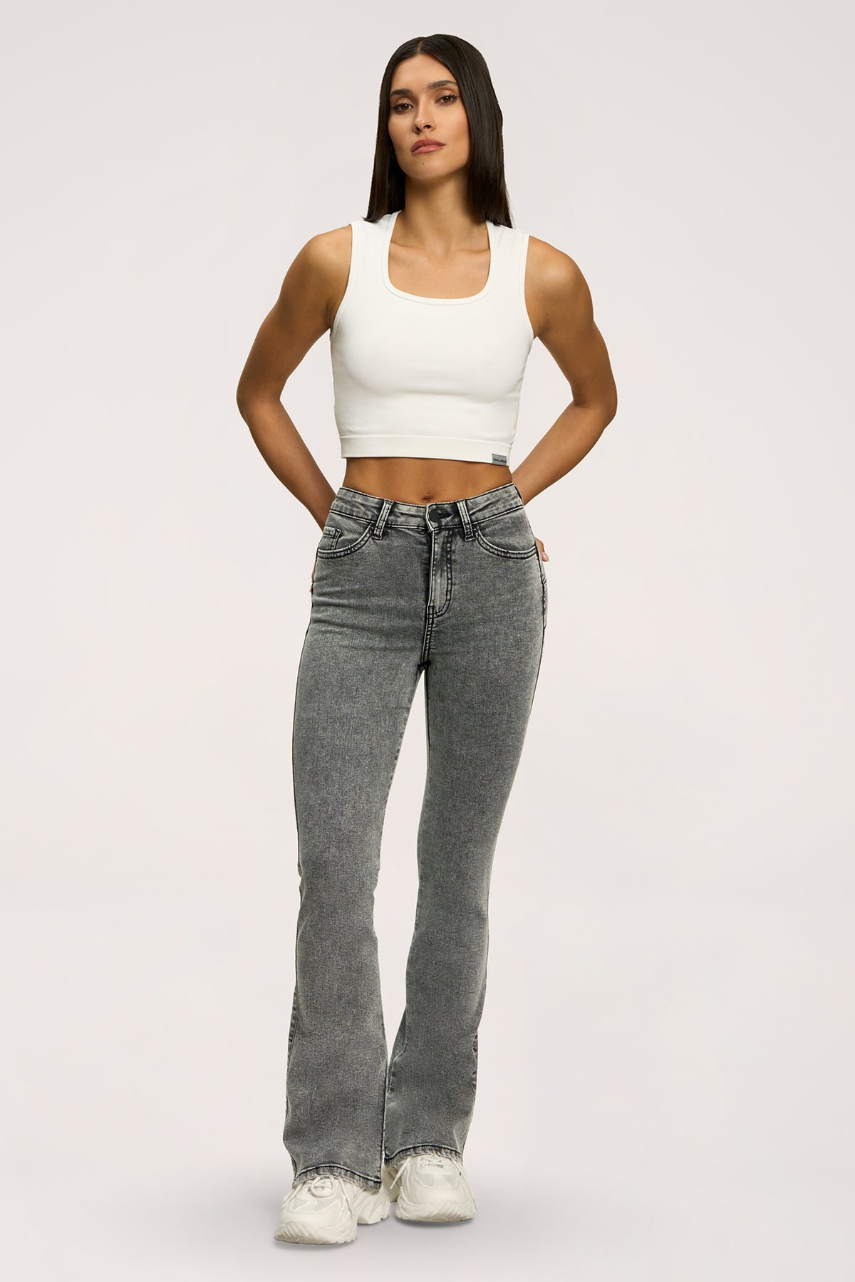 Blugi evazați perfect slim light grey