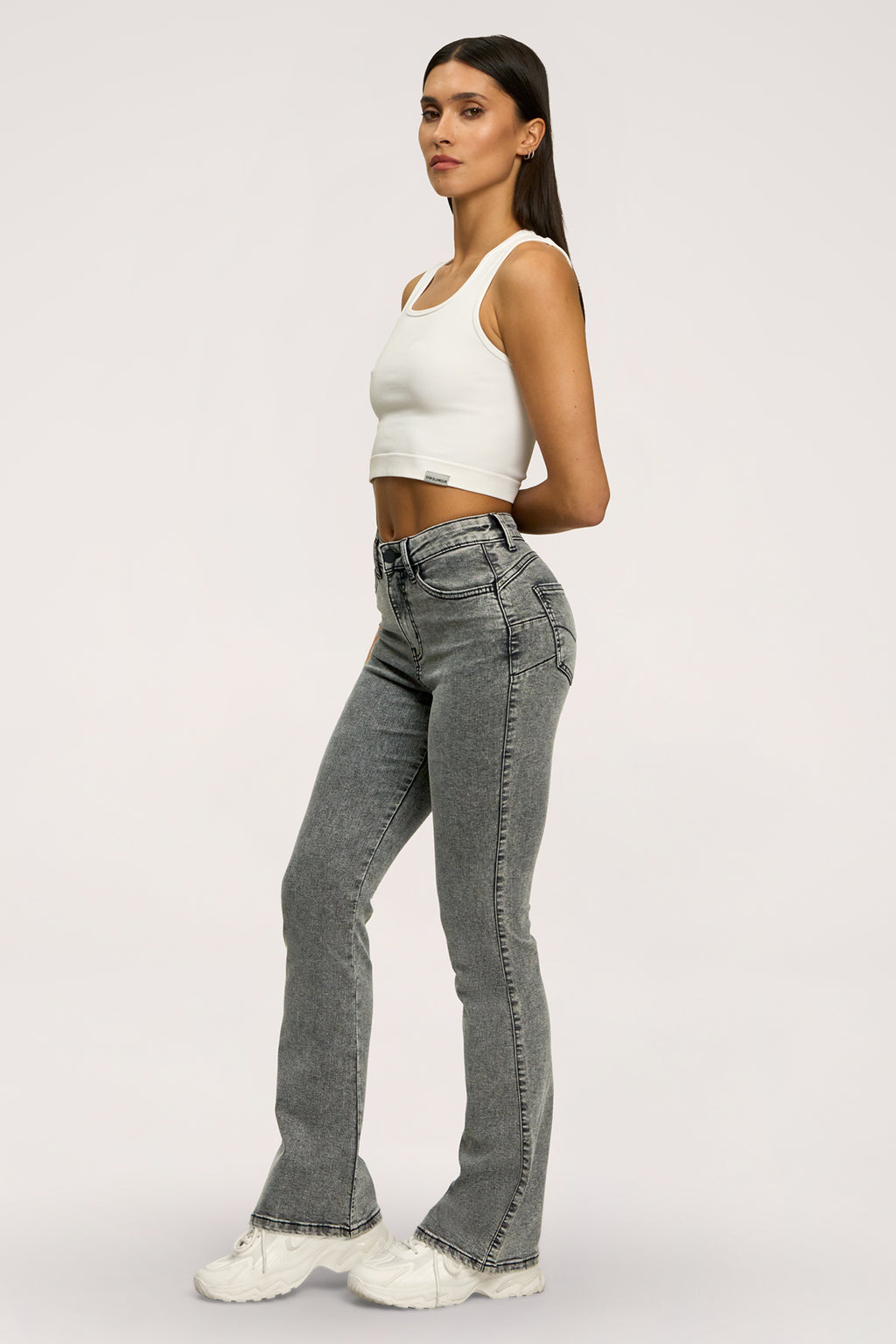 Blugi evazați perfect slim light grey