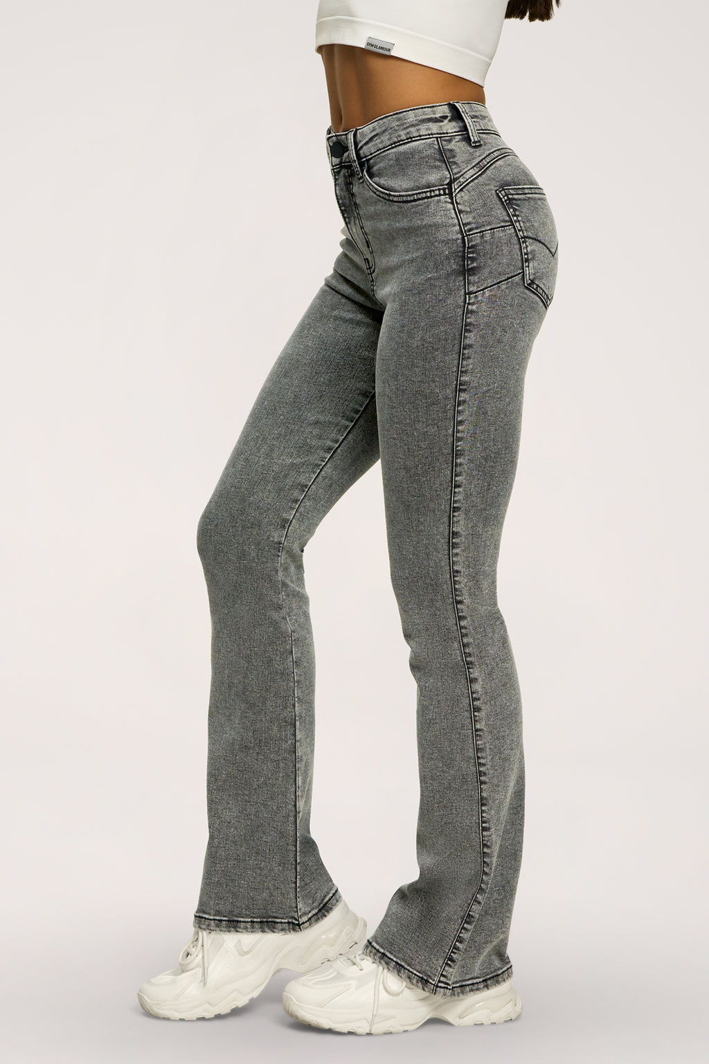 Blugi evazați perfect slim light grey