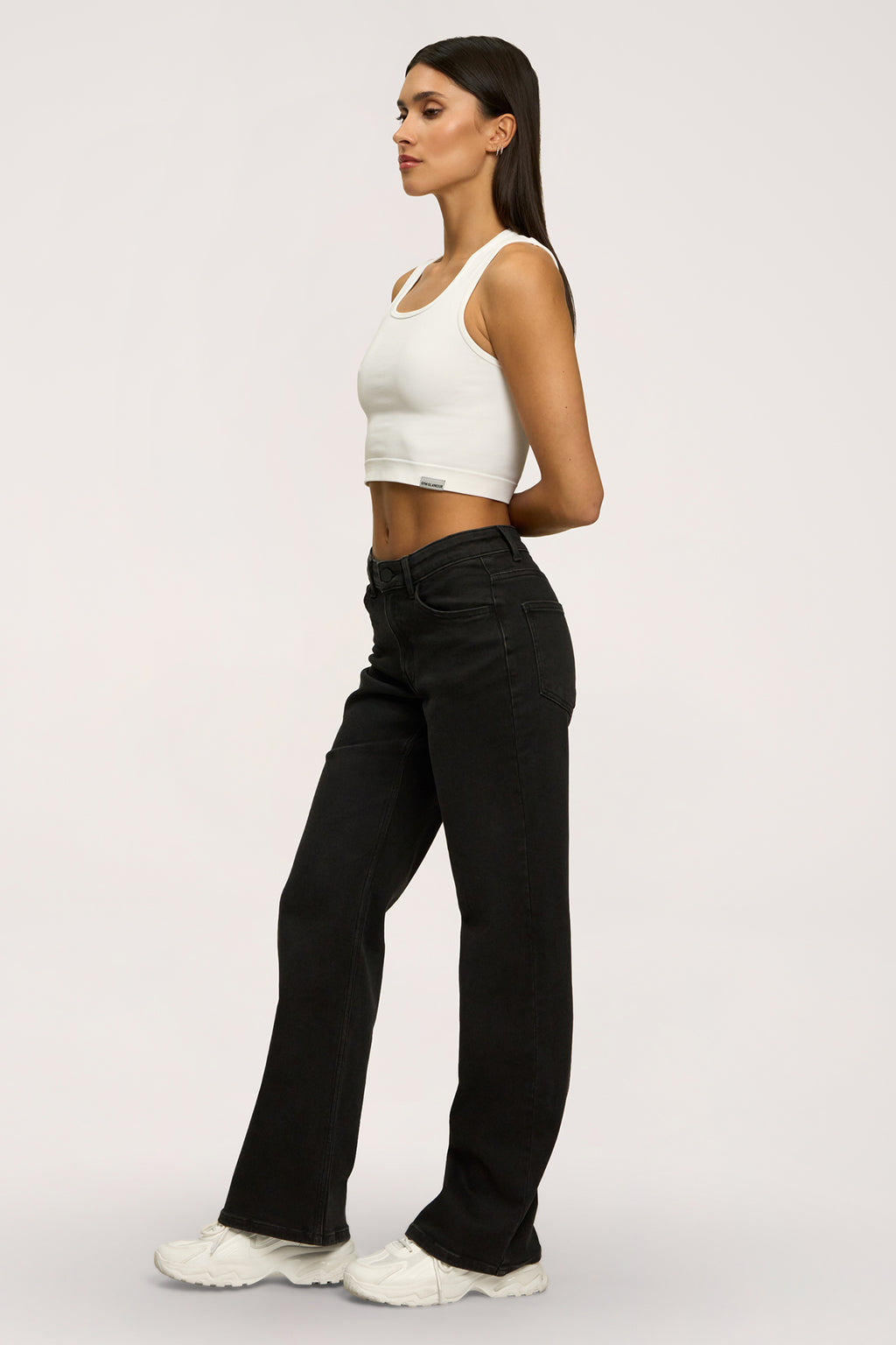 Blugi wide cu talie joasă black
