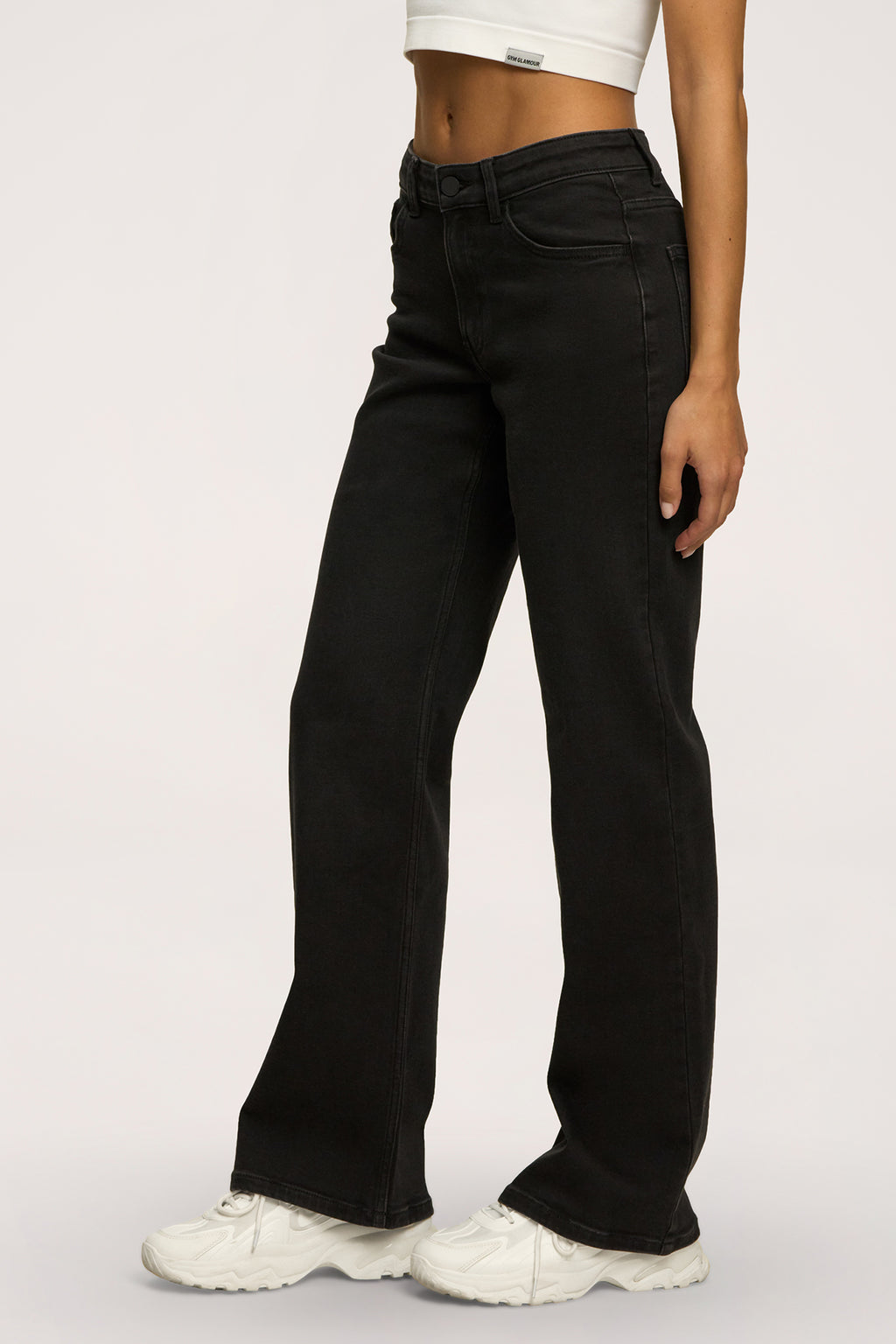 Blugi wide cu talie joasă black