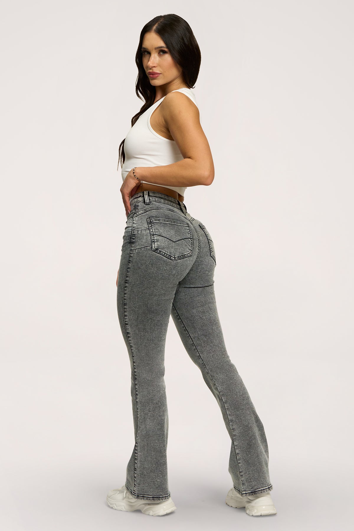 Blugi evazați perfect slim light grey