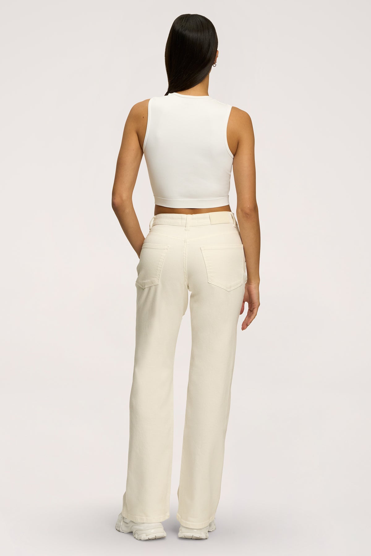 Blugi wide cu talie joasă off white
