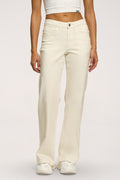 Blugi wide cu talie joasă off white
