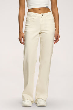 Blugi wide cu talie joasă off white