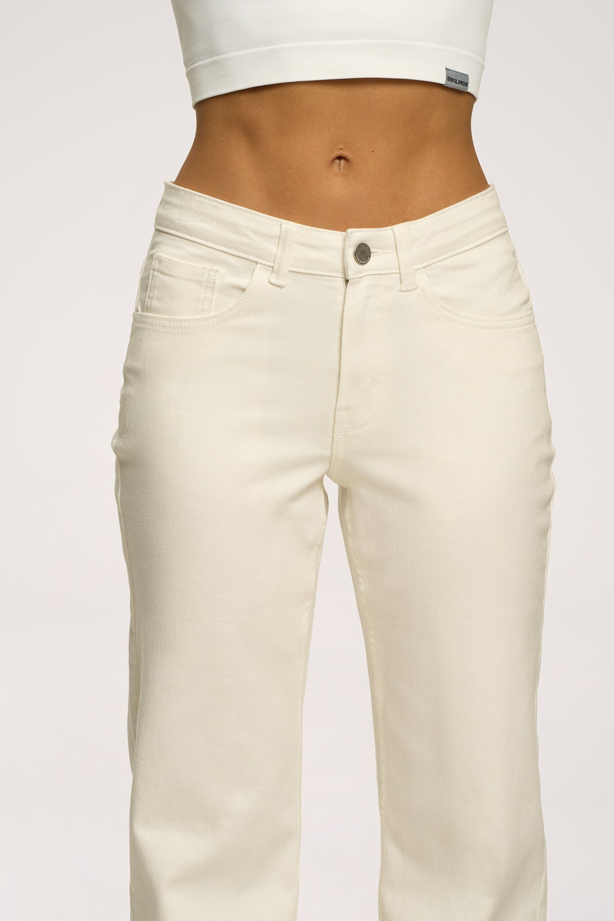 Blugi wide cu talie joasă off white