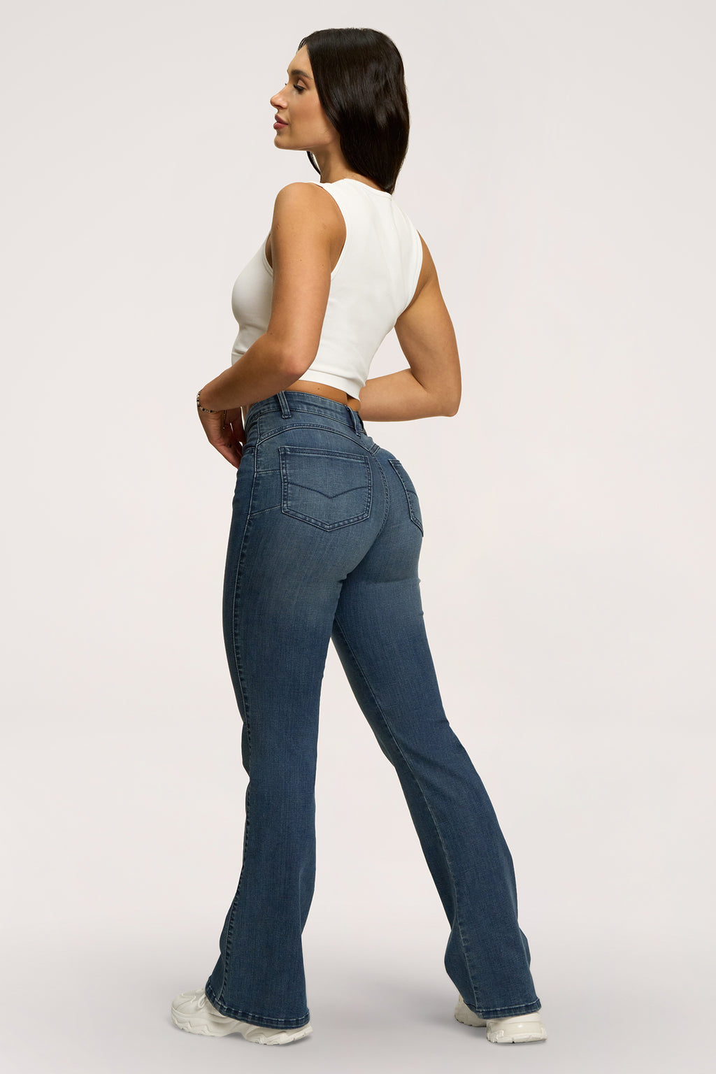 Blugi evazați perfect slim navy blue