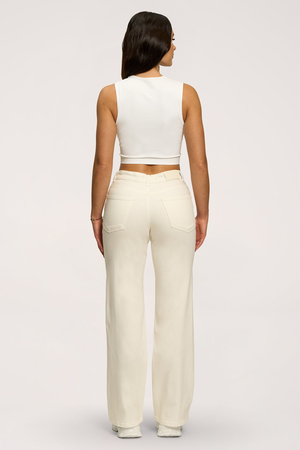 Blugi wide cu talie joasă off white