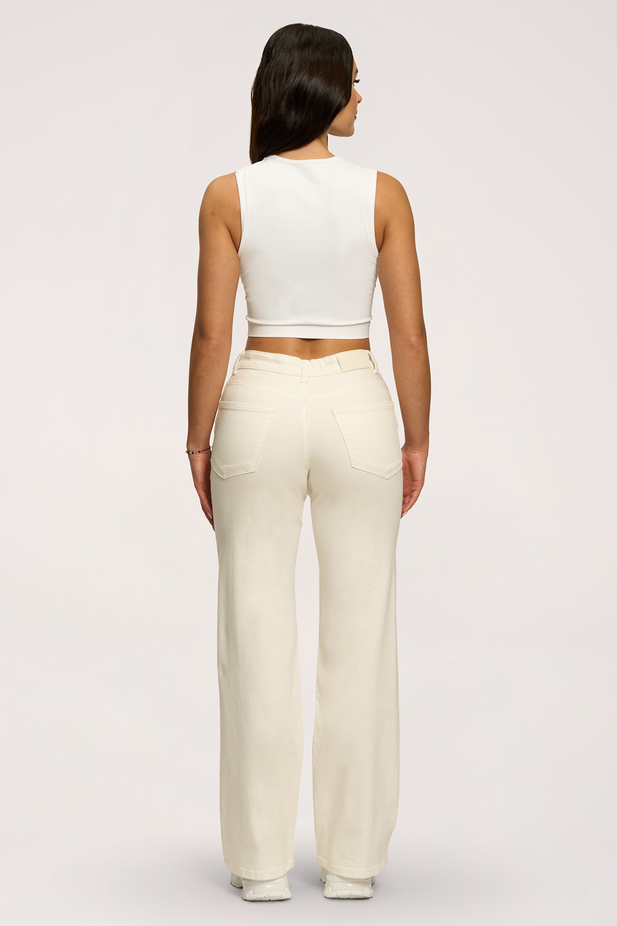 Blugi wide cu talie joasă off white