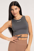 Top wiązany silver grey