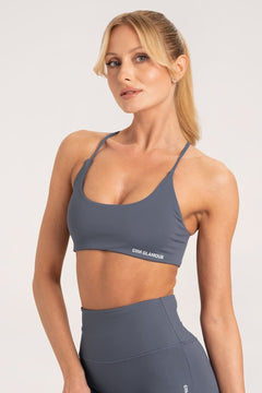 Sutien sport open back twist albastru