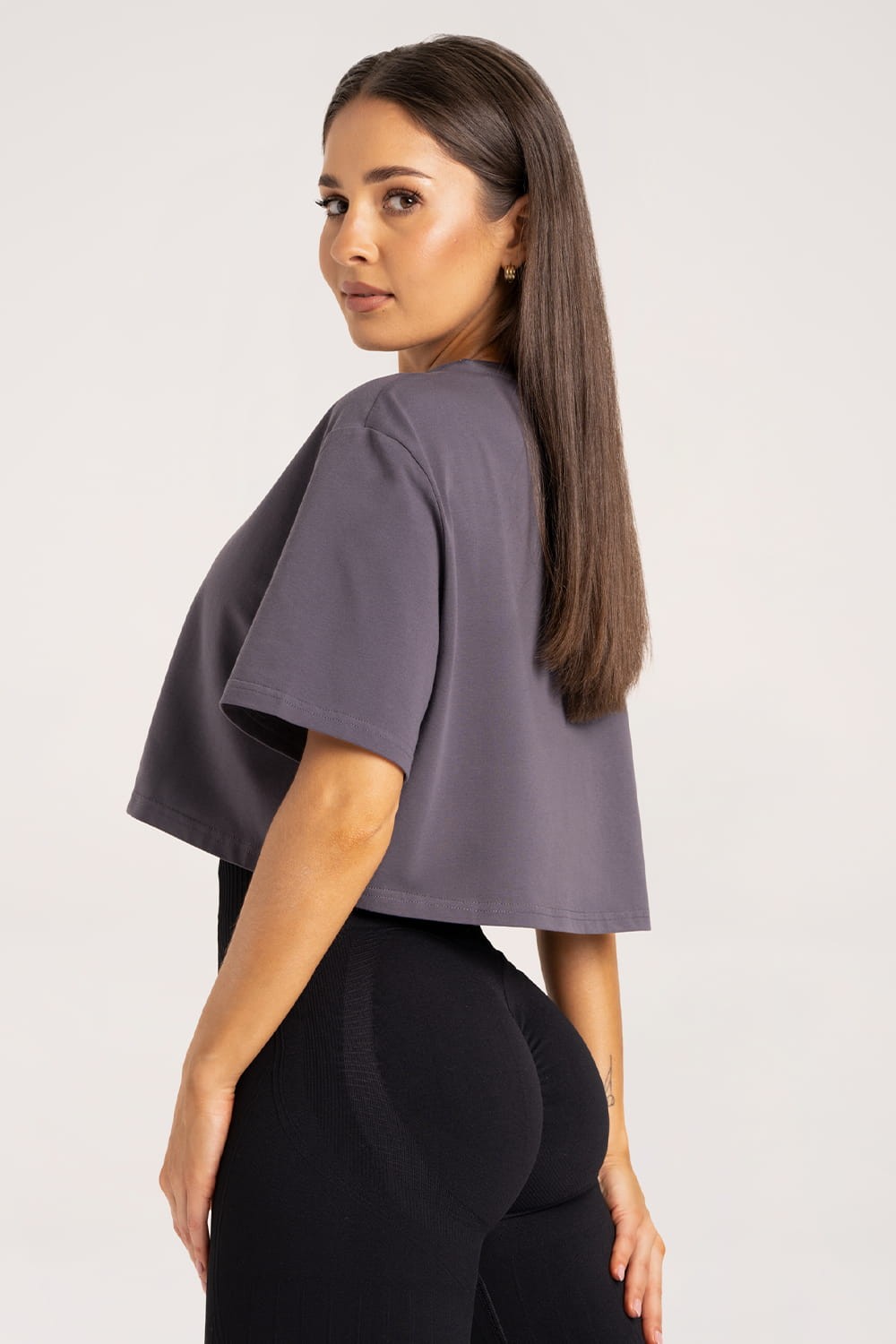 T-shirt boxy dark silver