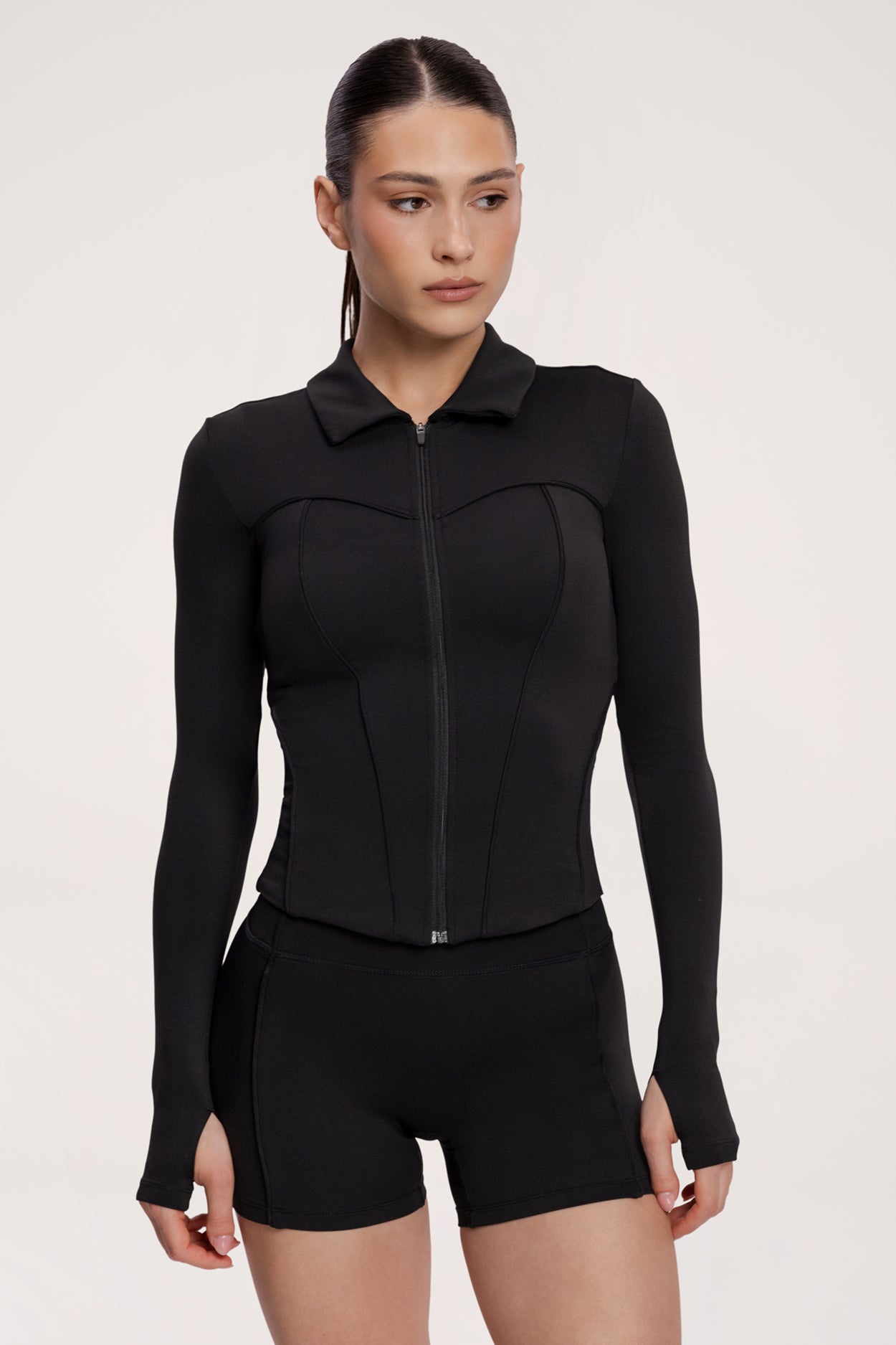 Bluză cu fermoar pilates era black
