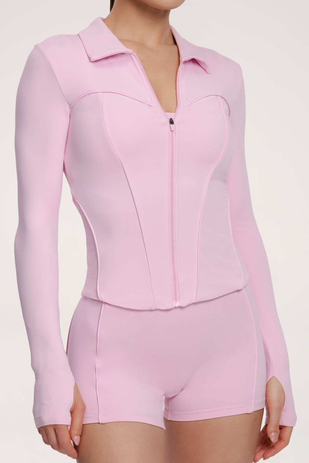 Bluză cu fermoar pilates era pink