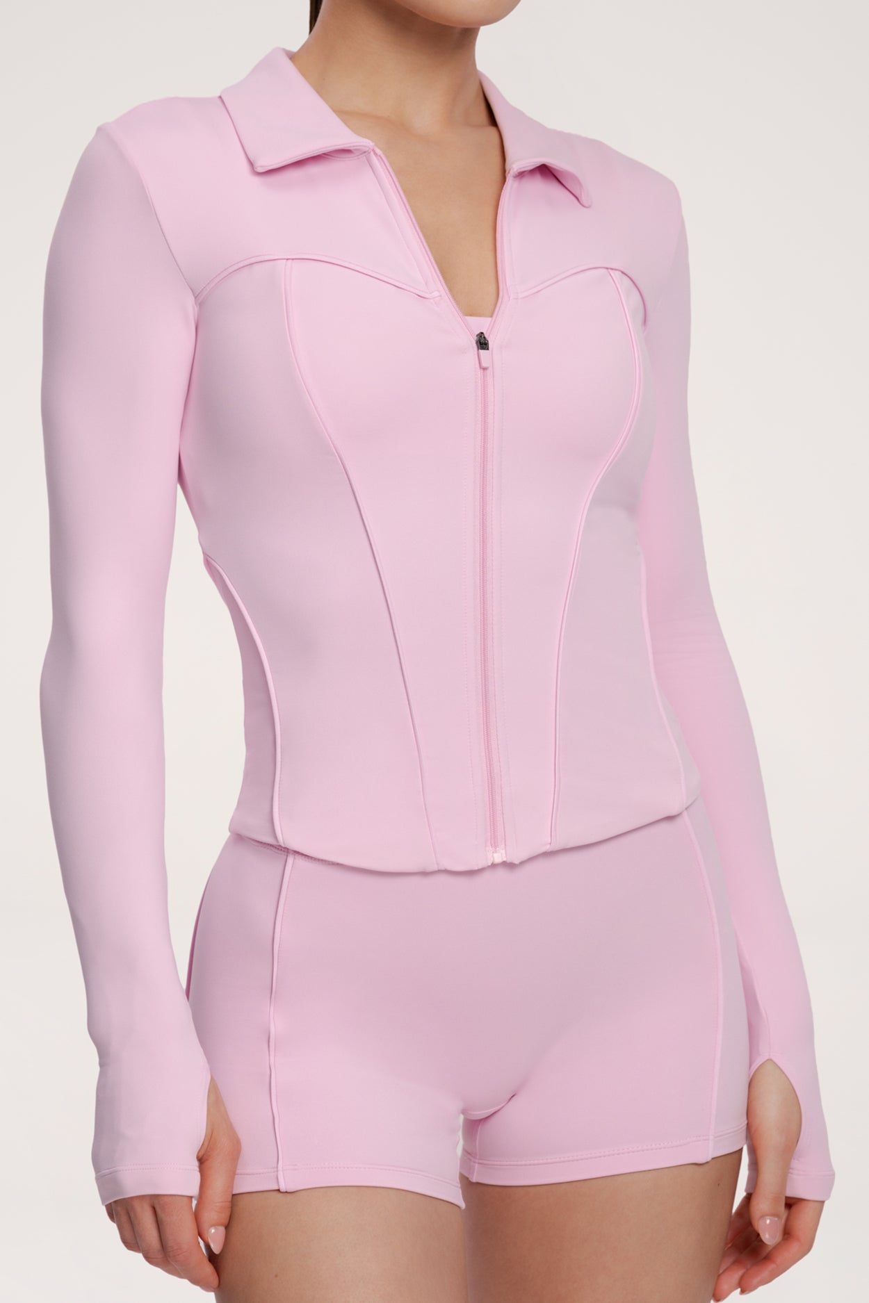 Bluză cu fermoar pilates era pink