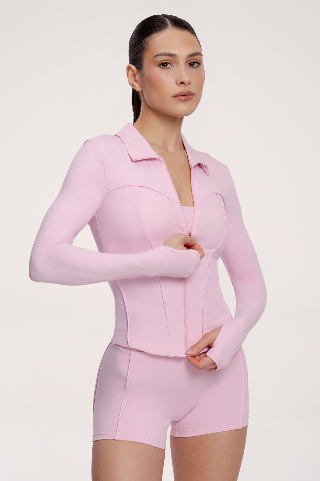 Bluză cu fermoar pilates era pink