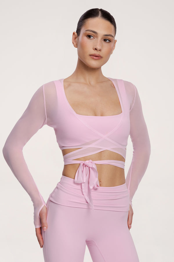 Cardigan cu legătură pilates era pink