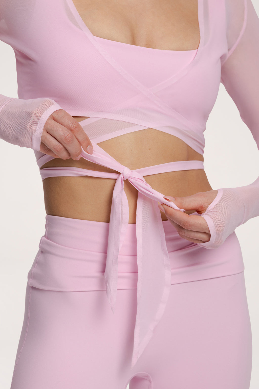Cardigan cu legătură pilates era pink