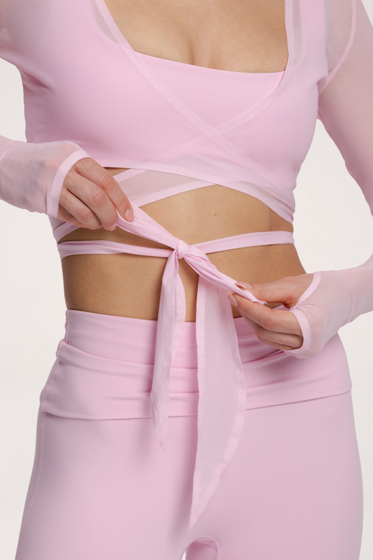 Cardigan cu legătură pilates era pink