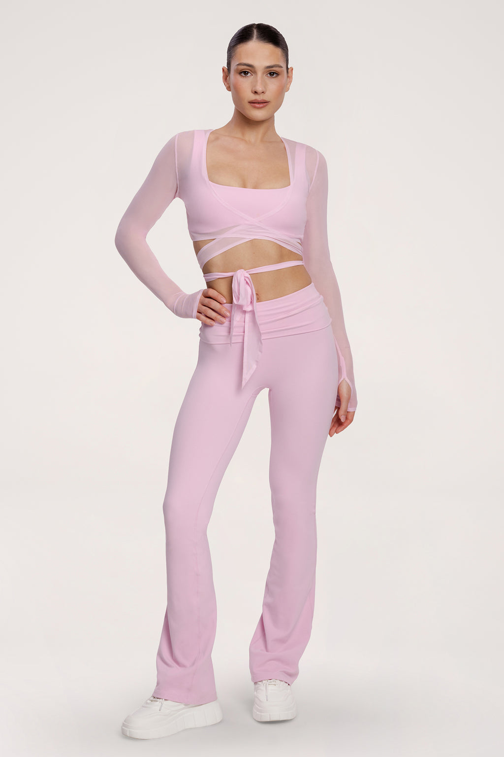 Cardigan cu legătură pilates era pink