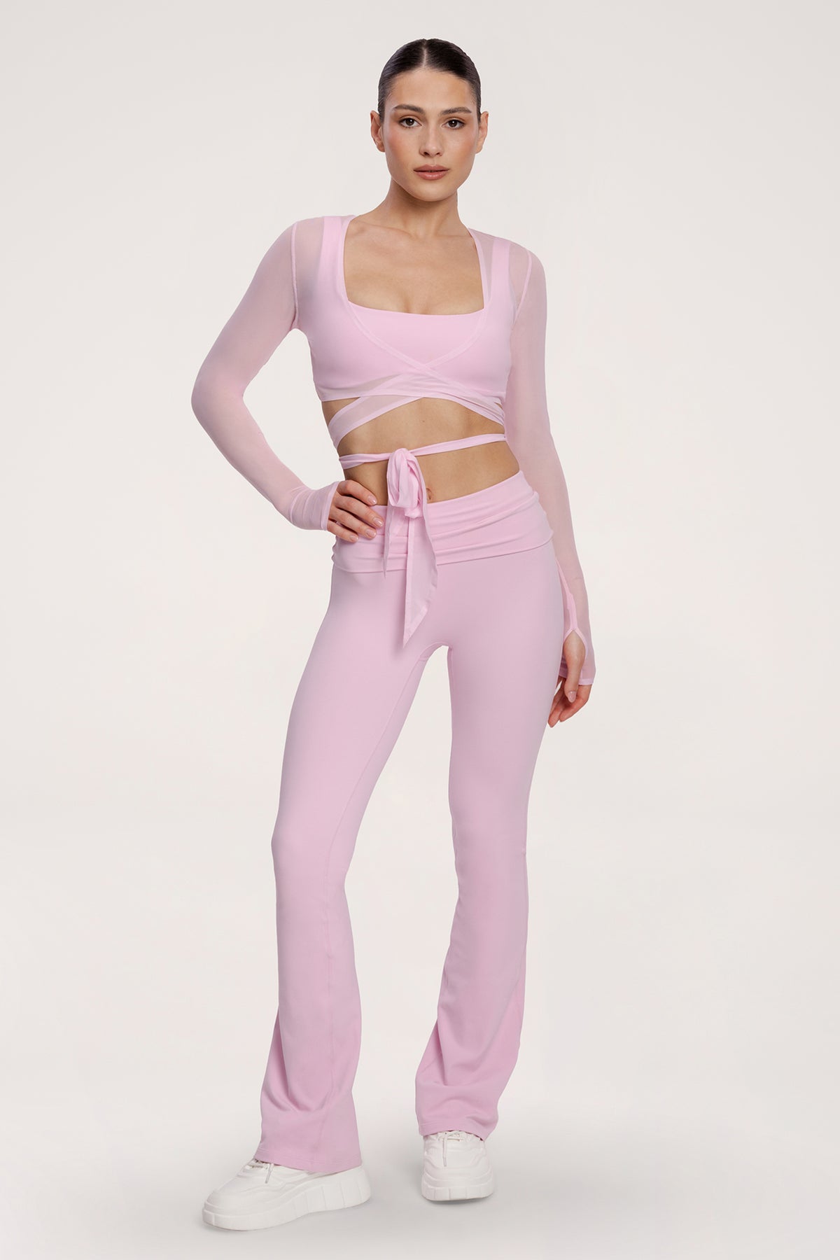 Cardigan cu legătură pilates era pink