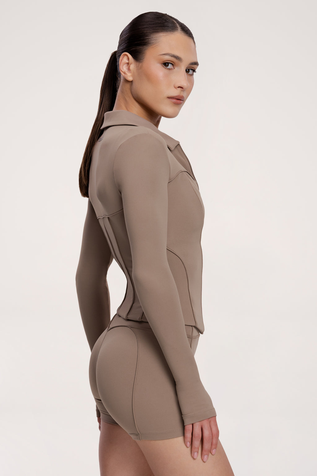 Bluză cu fermoar pilates era warm beige