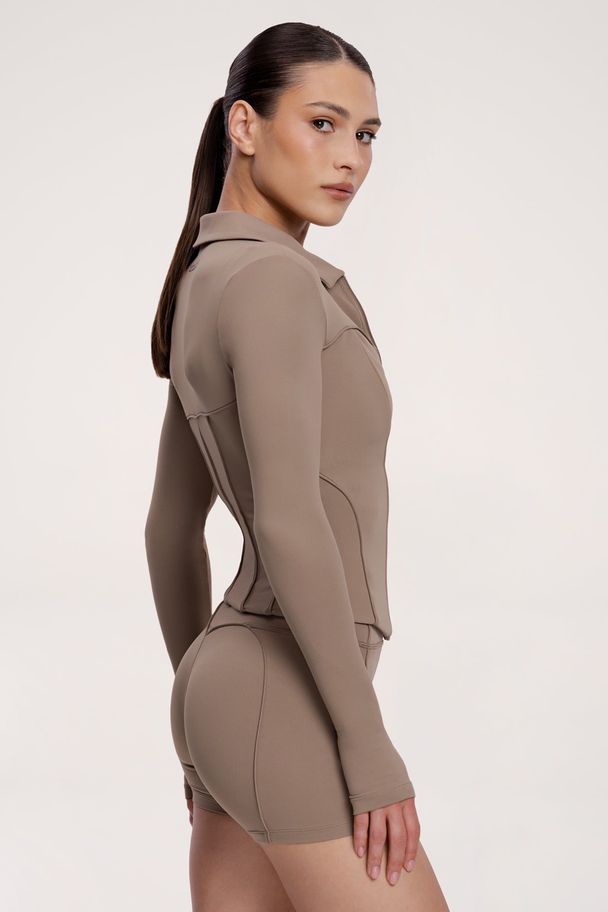 Bluză cu fermoar pilates era warm beige