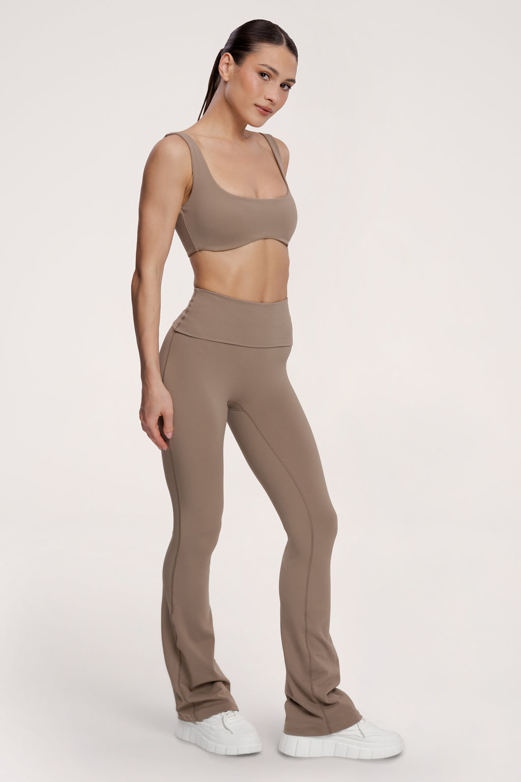 Colanți evazați pilates era warm beige
