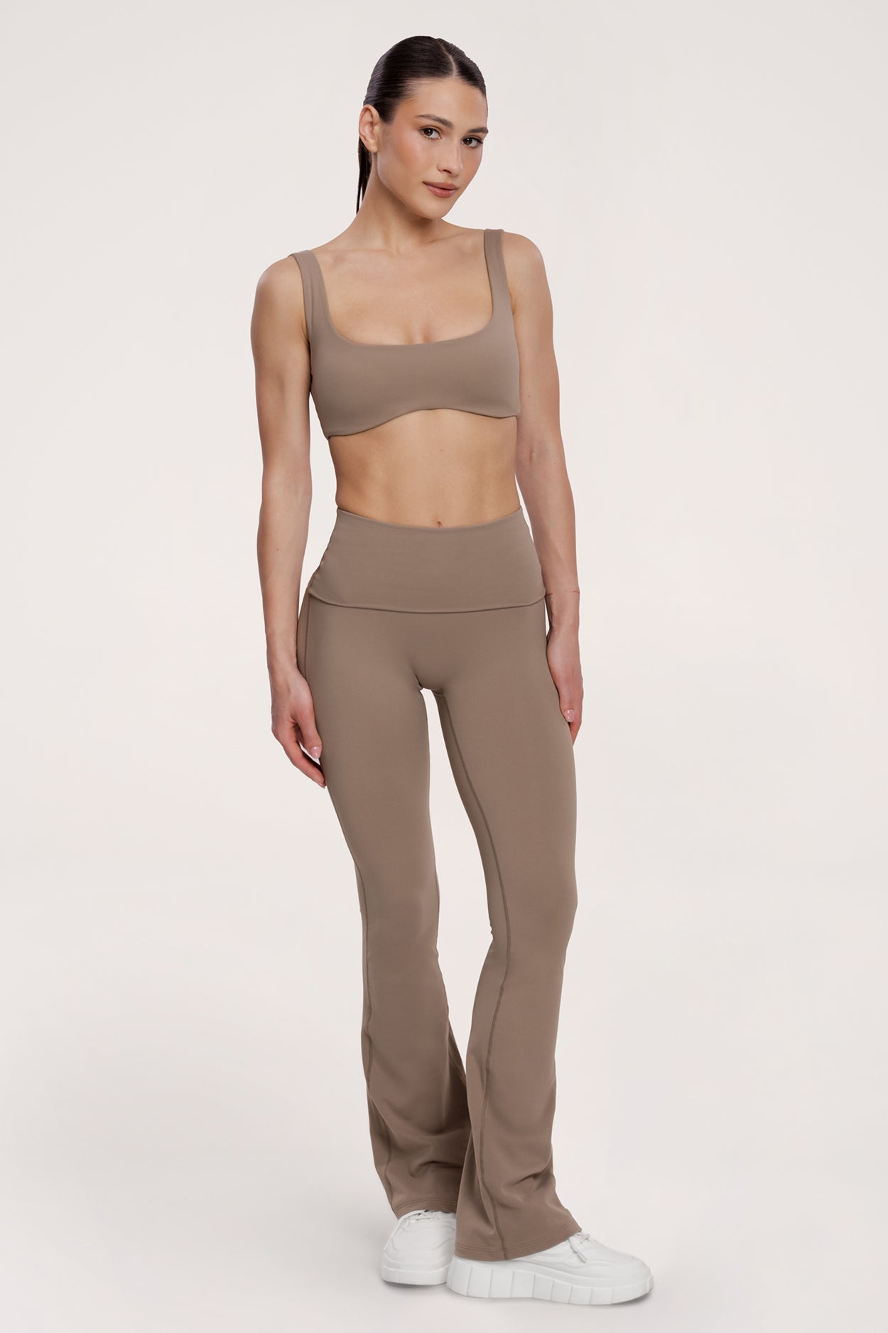 Colanți evazați pilates era warm beige