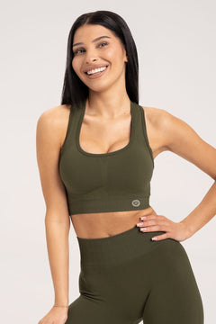 Sutien sport push up khaki