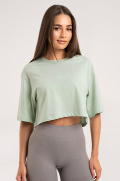 Tricou crop light green