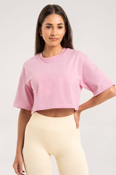 Tricou crop light pink