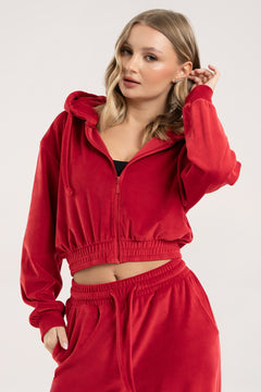 Bluză cu fermoar Velour red