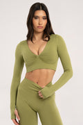 Longsleeve z odkrytymi plecami matcha