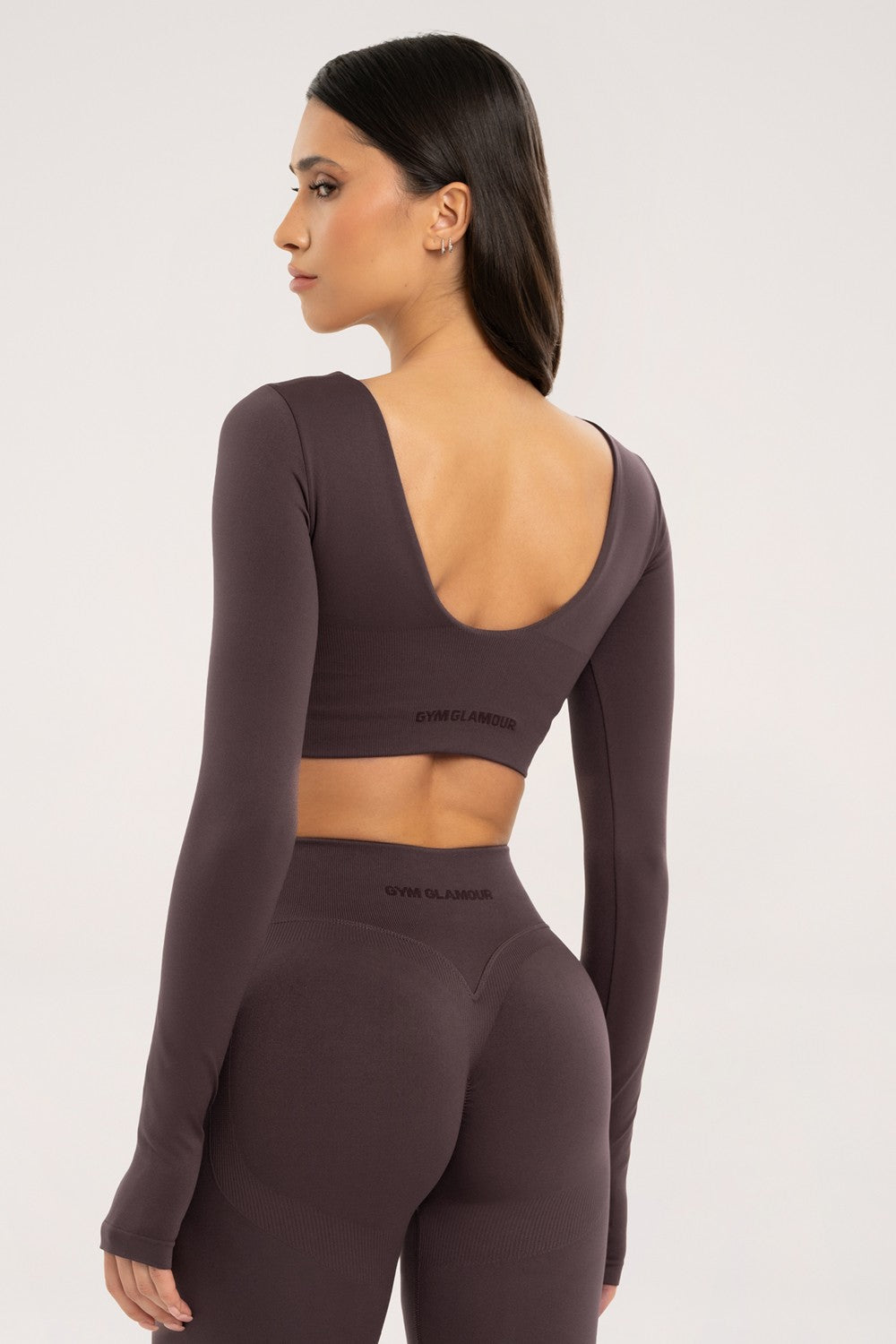 Longsleeve z odkrytymi plecami cacao