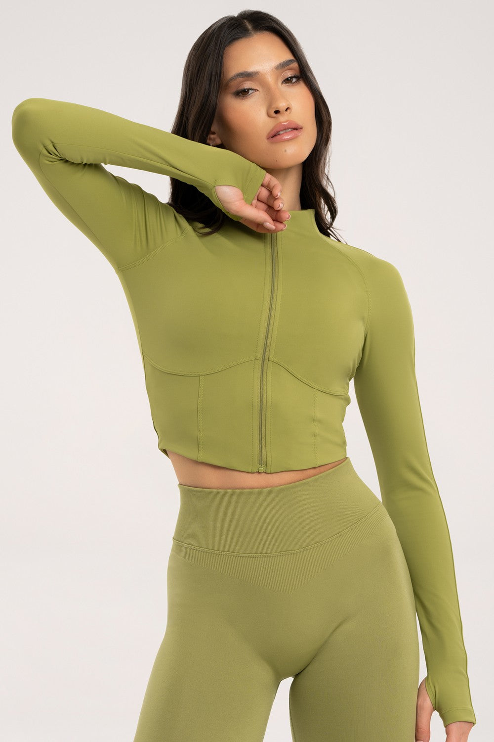 Bluza rozpinana "gorset" matcha