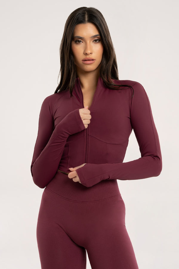 Bluza cu fermoar - corset gossip red