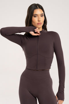 Bluza cu fermoar - corset cacao