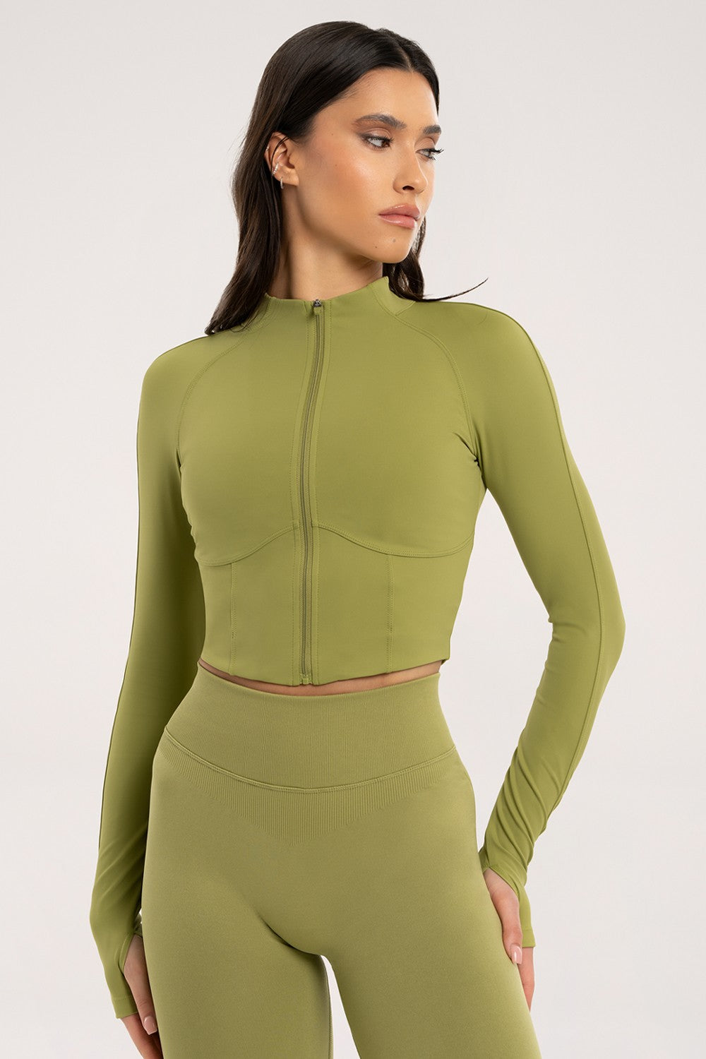 Bluza rozpinana "gorset" matcha