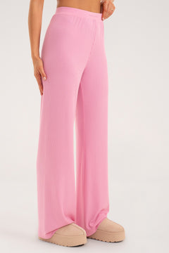 Pantaloni largi casual light pink