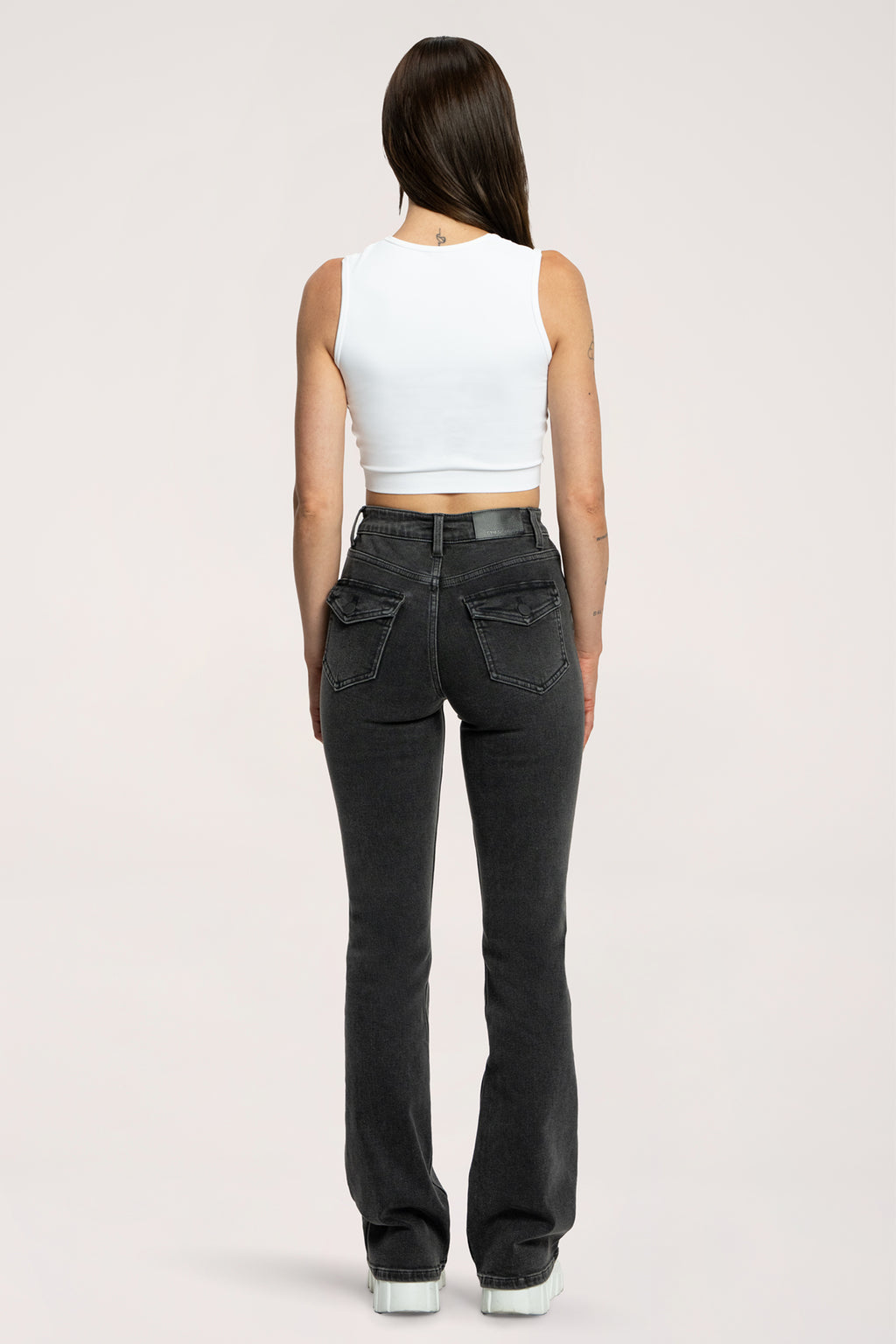 Jeansy dzwony push up black