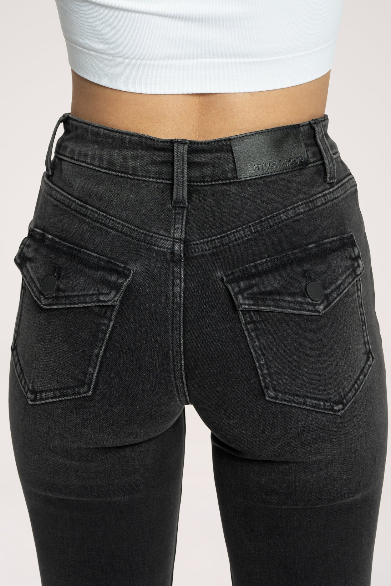 Jeansy dzwony push up black