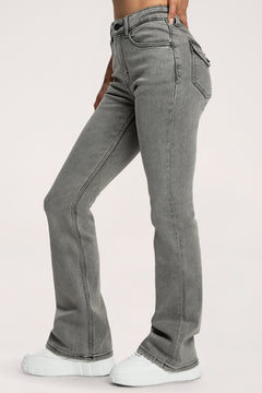Blugi evazați push up light grey
