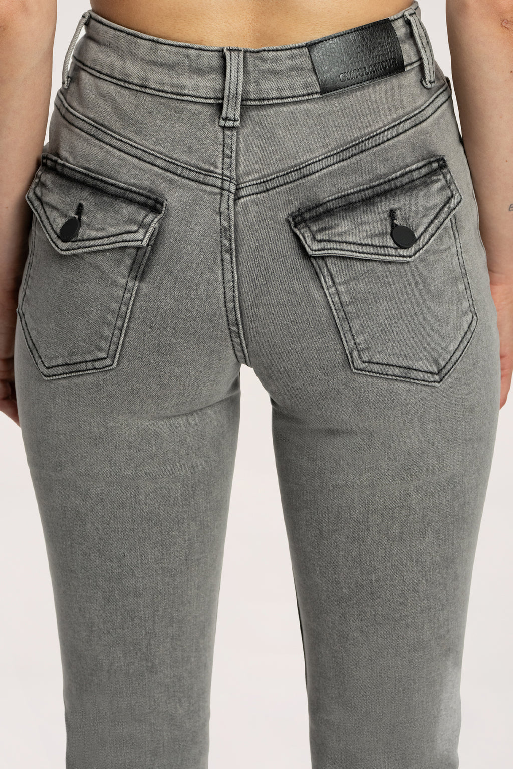 Jeansy dzwony push up light grey