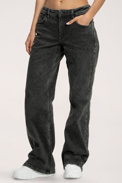 Blugi wide cu talie joasă long grey