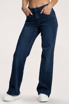 Blugi wide cu talie joasă navy blue