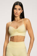 Sutien sport cu decolteu adânc butter yellow