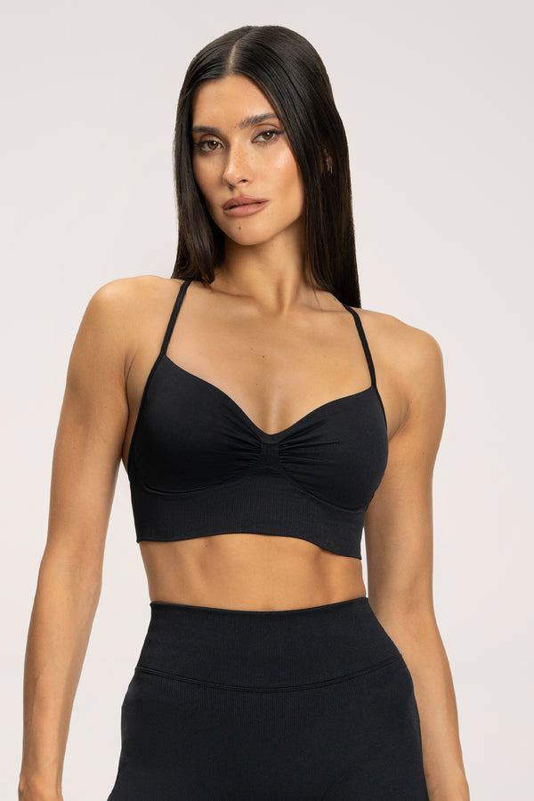 Sutien sport cu decolteu adânc black