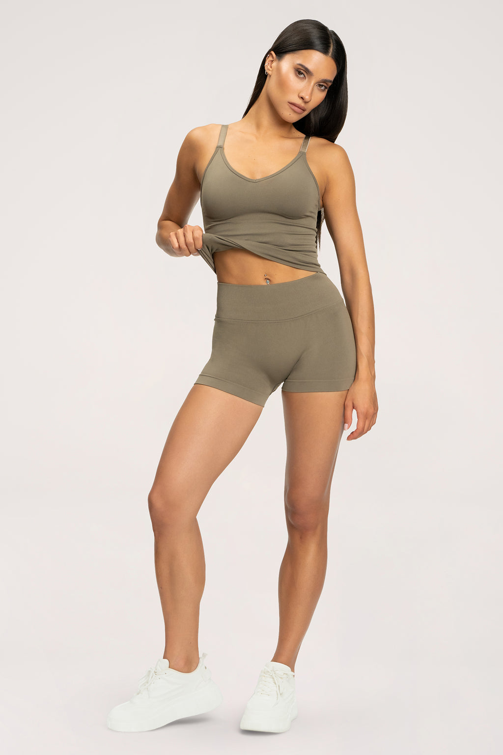 Pantaloni scurți second skin nougat